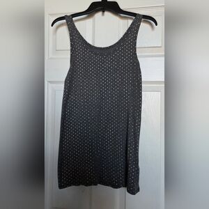 A New Day Gray Top with Gold Dots